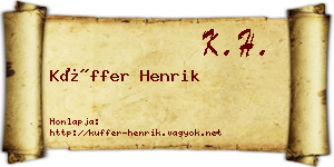 Küffer Henrik névjegykártya